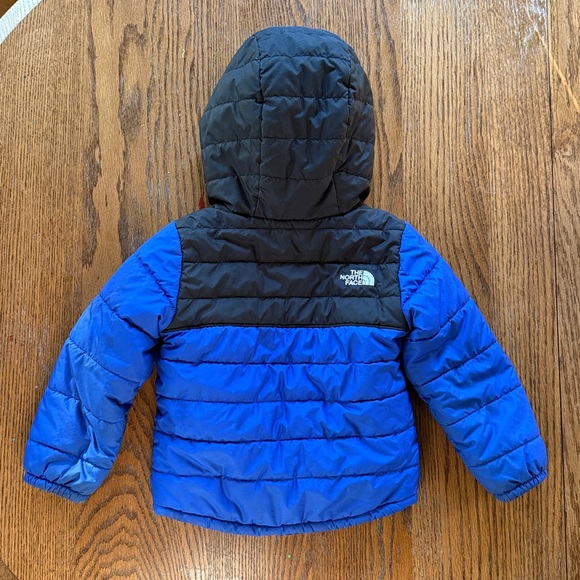 The North Face Kids' Black and Blue Hooded Jacket toddler reversible - Picture 2 of 3